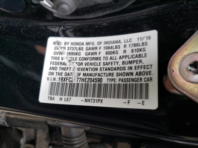 2017 HONDA CIVIC EX 19XFC2F77HE204590