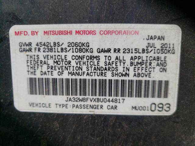2011 MITSUBISHI LANCER EVO JA32W8FVXBU044817