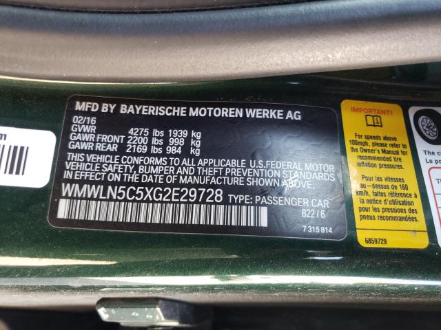 2016 MINI COOPER CLU WMWLN5C5XG2E29728