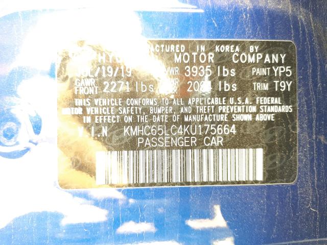 2019 HYUNDAI IONIQ BLUE KMHC65LC4KU175664