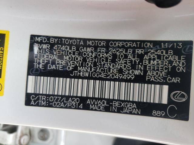 2014 LEXUS ES 300H JTHBW1GG4E2049499