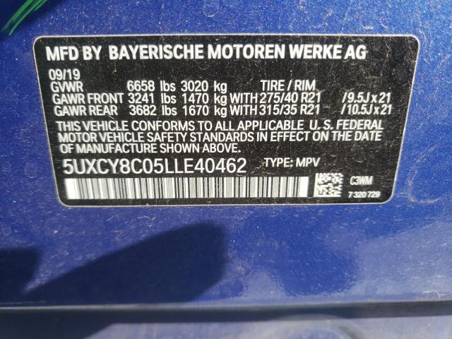 2020 BMW X6 M50I 5UXCY8C05LLE40462