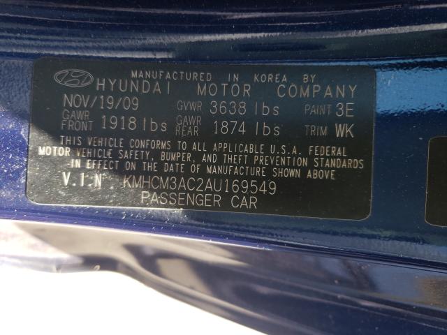 2010 HYUNDAI ACCENT BLU KMHCM3AC2AU169549