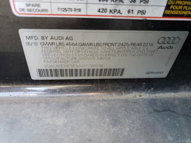 2010 AUDI A3 PREMIUM WAUKEAFM3AA174406