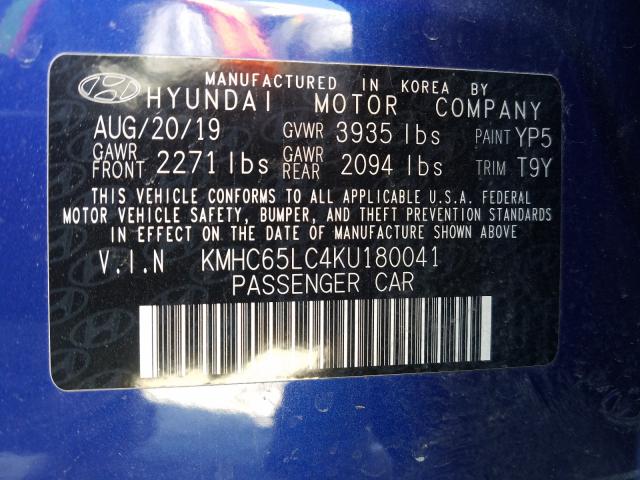 2019 HYUNDAI IONIQ BLUE KMHC65LC4KU180041