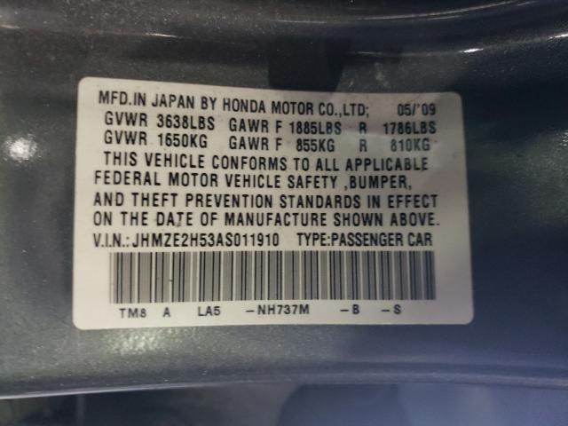 2010 HONDA INSIGHT LX JHMZE2H53AS011910