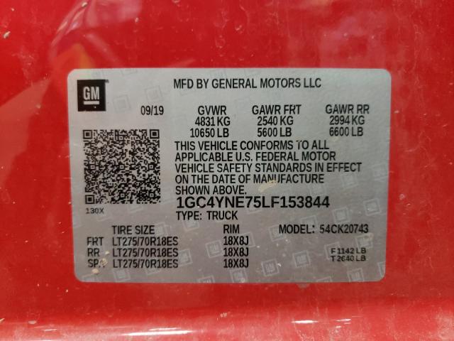 2020 CHEVROLET SILVRDO LT 1GC4YNE75LF153844