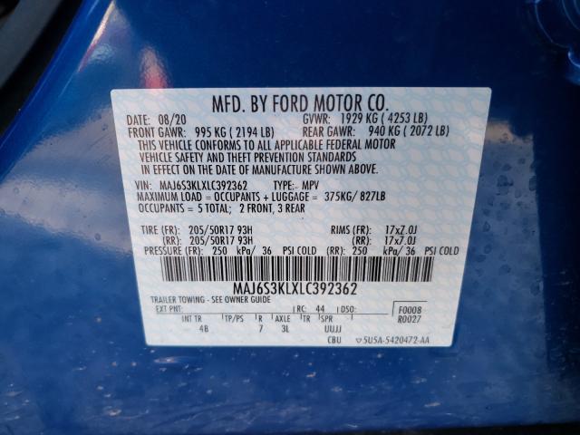 2020 FORD ECOSPORT T MAJ6S3KLXLC392362