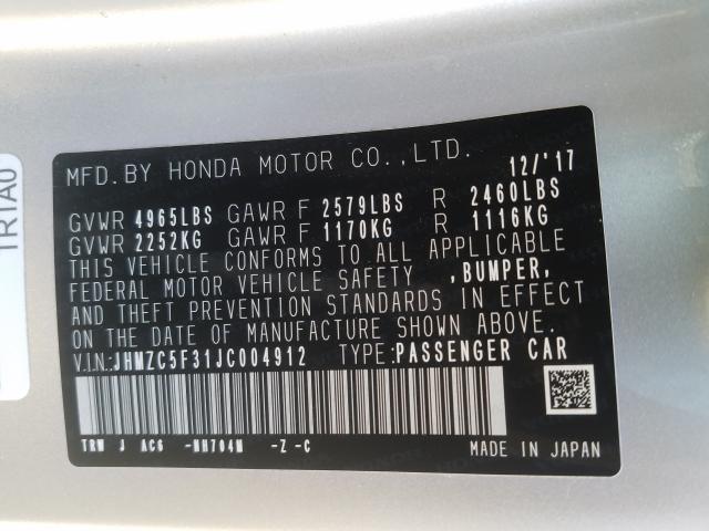 2018 HONDA CLARITY TO JHMZC5F31JC004912