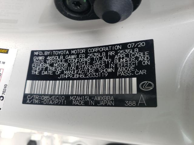 2020 LEXUS UX 250H JTHP9JBH6L2033119