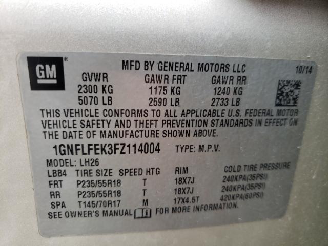 2015 CHEVROLET EQUINOX LT 1GNFLFEK3FZ114004