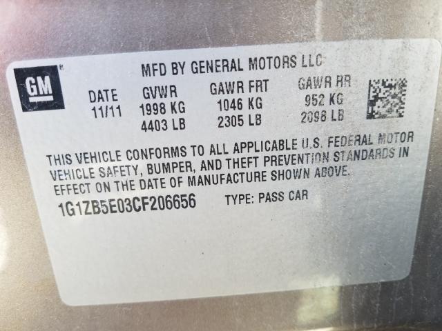 2012 CHEVROLET MALIBU LS 1G1ZB5E03CF206656