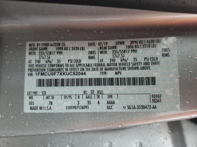 2019 FORD ESCAPE S 1FMCU0F7XKUC52044
