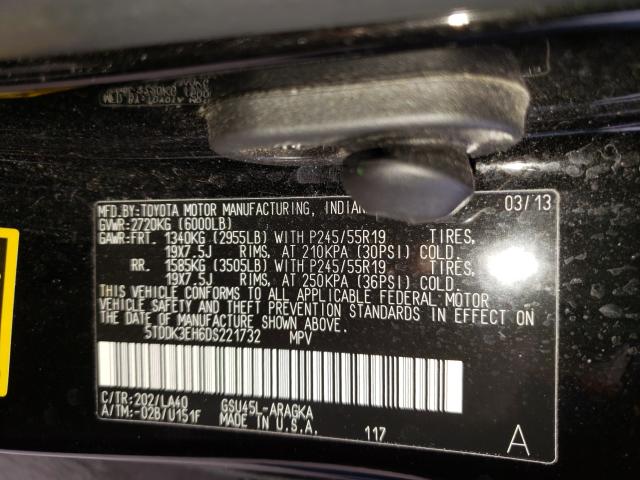2013 TOYOTA HIGHLANDER 5TDDK3EH6DS221732