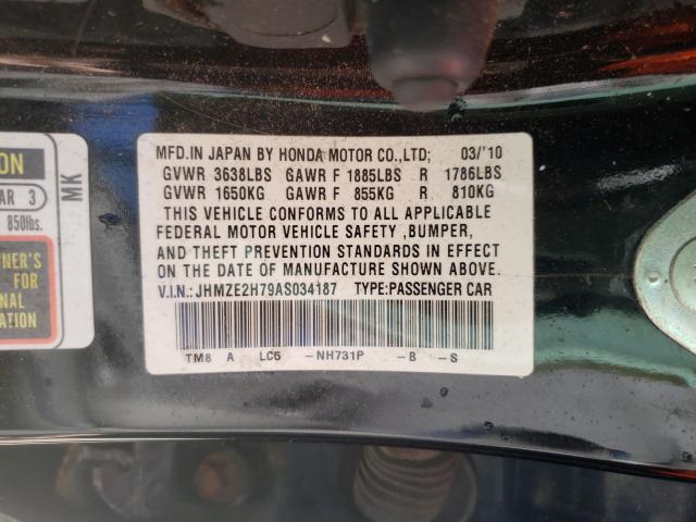 2010 HONDA INSIGHT JHMZE2H79AS034187