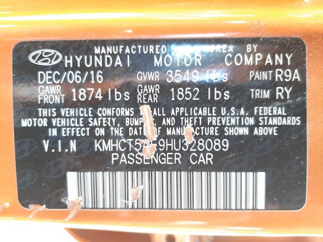 2017 HYUNDAI ACCENT SE KMHCT5AE9HU328089