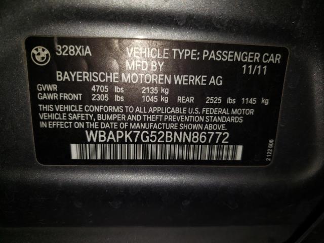 2011 BMW 328 XI WBAPK7G52BNN86772