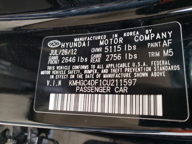 2012 HYUNDAI GENESIS 4. KMHGC4DF1CU211597