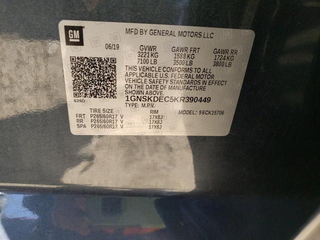 2019 CHEVROLET TAHOE POLI 1GNSKDEC5KR390449