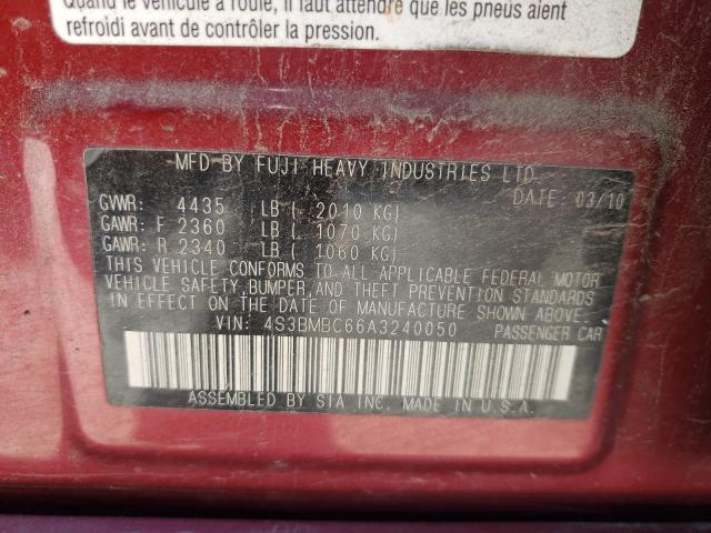 2010 SUBARU LEGACY 2.5 4S3BMBC66A3240050