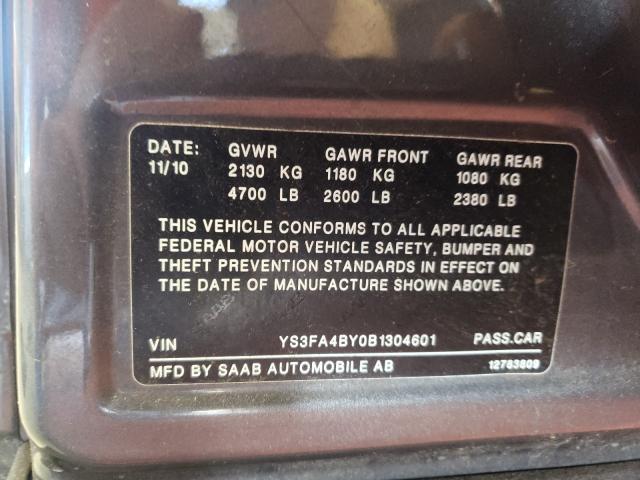 2011 SAAB 9-3 2.0T YS3FA4BY0B1304601