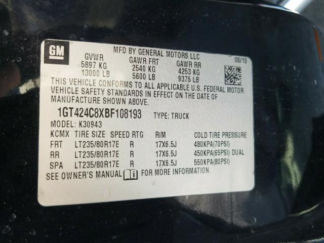 2011 GMC SIERRA K35 1GT424C8XBF108193