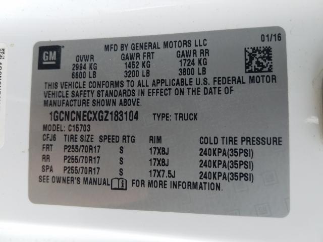 2016 CHEVROLET SILVERADO 1GCNCNECXGZ183104