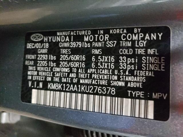 2019 HYUNDAI KONA SE KM8K12AA1KU276378
