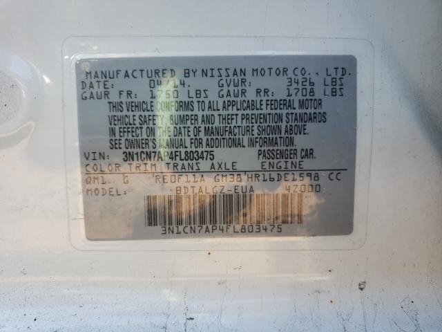 2015 NISSAN VERSA S 3N1CN7AP4FL803475