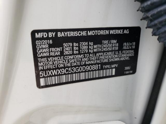 2016 BMW X3 5UXWX9C53G0D90881