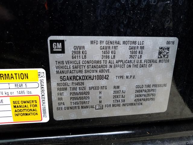 2017 BUICK ENCLAVE 5GAKRCKDXHJ100842