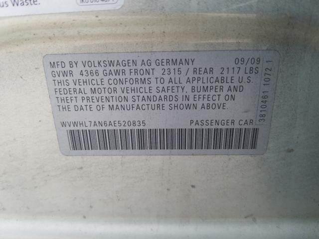 2010 VOLKSWAGEN CC LUXURY WVWHL7AN6AE520835