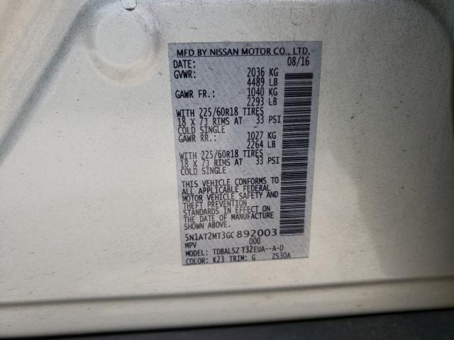 2016 NISSAN ROGUE S 5N1AT2MT3GC892003