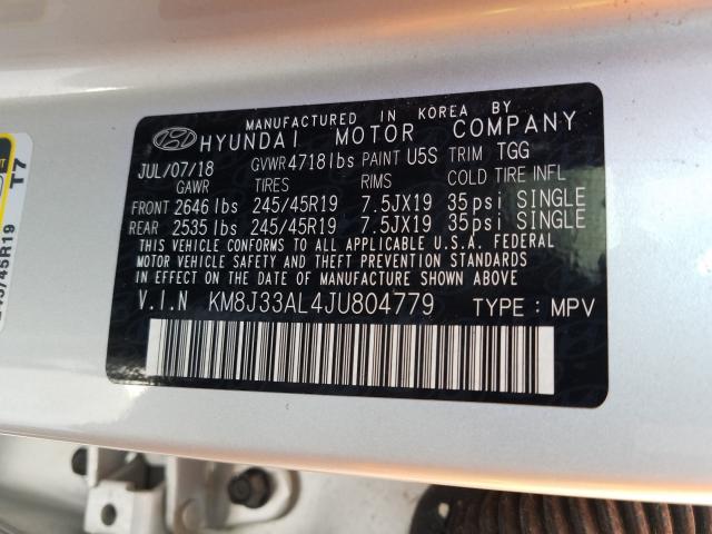 2018 HYUNDAI TUCSON SPO KM8J33AL4JU804779