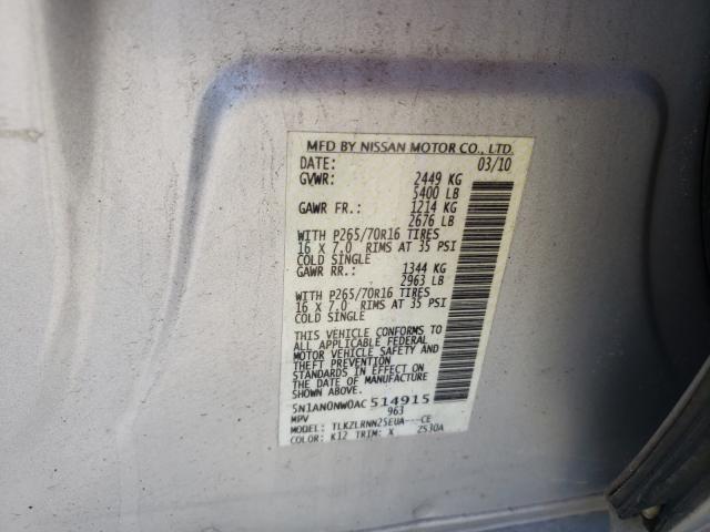 2010 NISSAN XTERRA OFF 5N1AN0NW0AC514915