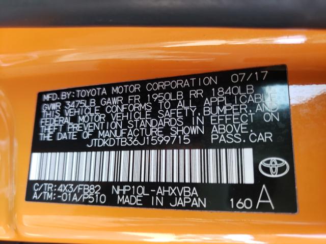 2018 TOYOTA PRIUS C JTDKDTB36J1599715