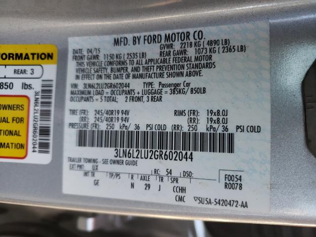 2016 LINCOLN MKZ HYBRID 3LN6L2LU2GR602044