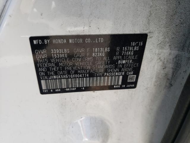 2016 HONDA FIT LX JHMGK5H51GX004774