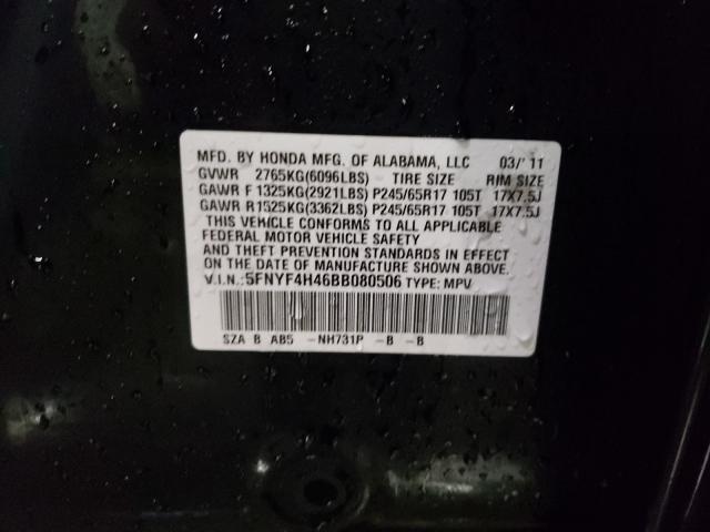 2011 HONDA PILOT EX 5FNYF4H46BB080506