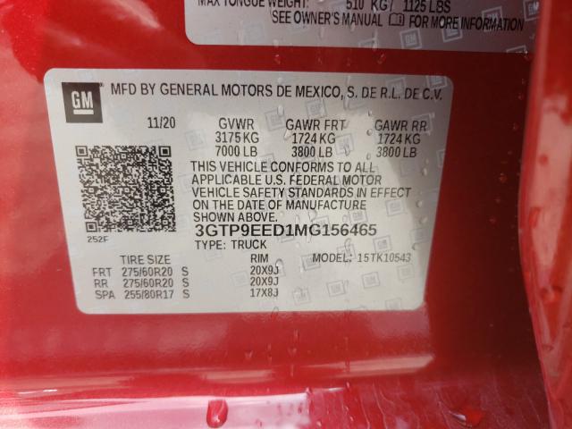 2021 GMC SIERRA 3GTP9EED1MG156465
