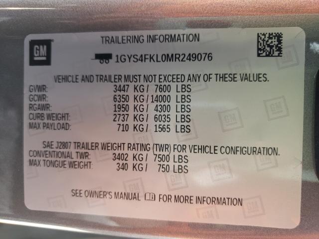 2021 CADILLAC ESCALADE S 1GYS4FKL0MR249076