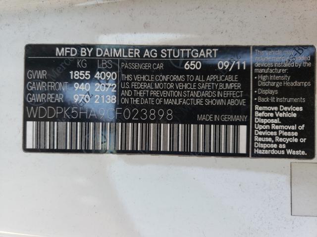 2012 MERCEDES-BENZ SLK 350 WDDPK5HA9CF023898