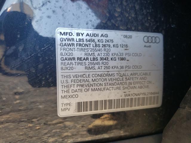 2020 AUDI Q5 PRESTIG WA1CNAFY5L2104844