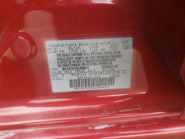 2014 NISSAN VERSA BASE 3N1CN7AP2EL856674