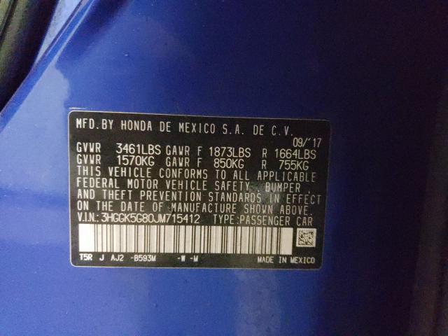2018 HONDA FIT EX 3HGGK5G80JM715412