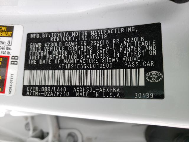 2019 TOYOTA AVALON XLE 4T1B21FB6KU010900