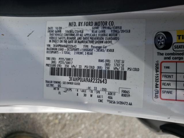2010 FORD FUSION 3FAHP0JA9AR232643