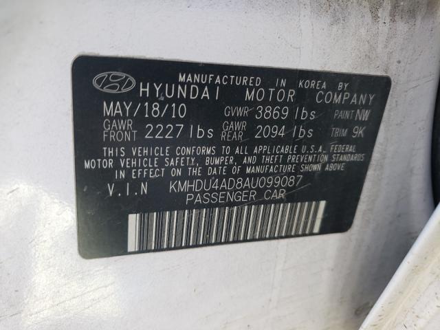 2010 HYUNDAI ELANTRA BL KMHDU4AD8AU099087