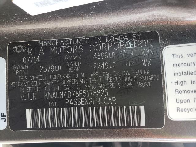 2015 KIA CADENZA PR KNALN4D78F5178325