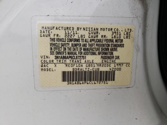 2012 NISSAN SENTRA 2.0 3N1AB6AP6CL672751